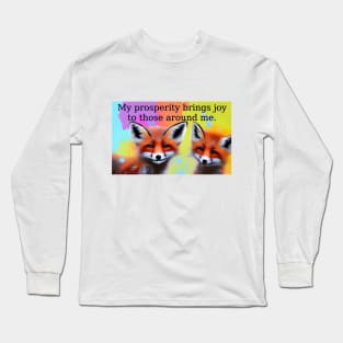 prosperity Mantra with artistic foxes colorful design Long Sleeve T-Shirt